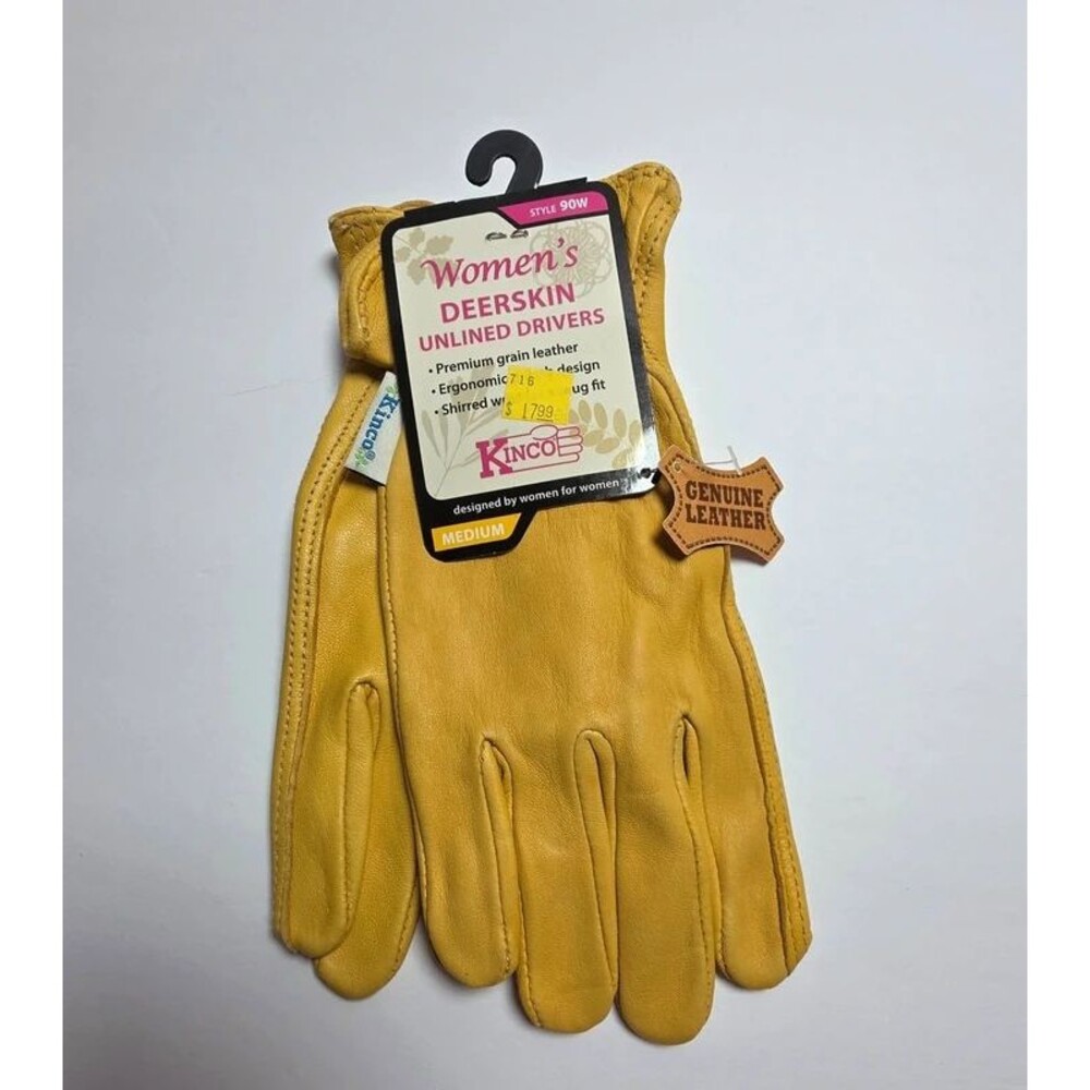 NWT Kinco Premium Deerskin Unlined Driver Gloves - Women's Medium (90W)